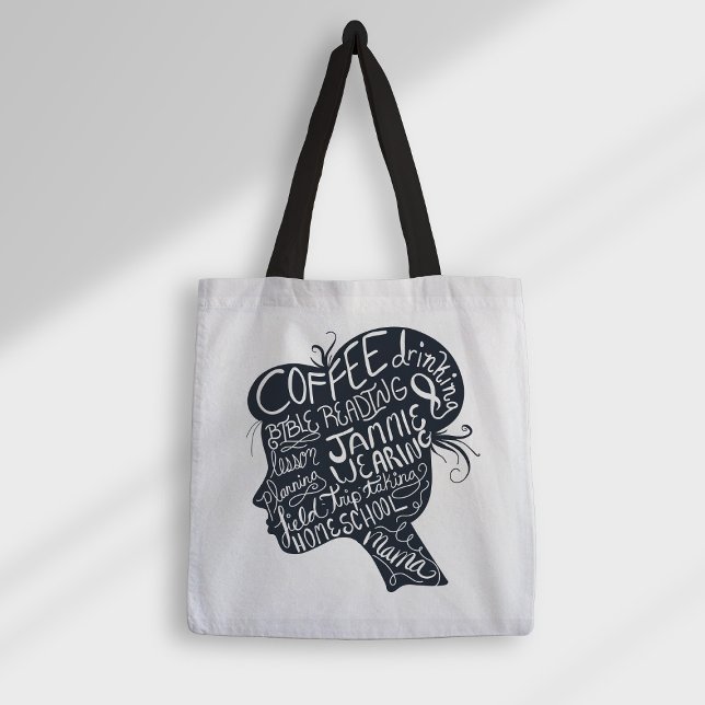 Homeschool Mama Quote Silhouette Profile Tote Bag (Creator Uploaded)