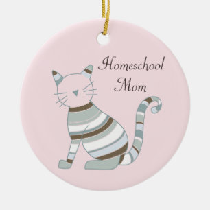 Homeschool Mum Cat Theme Ceramic Tree Decoration
