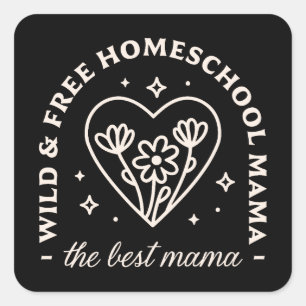Homeschool mum homeschooler funny quotes black square sticker
