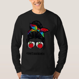 Homeschool Mum Life Messy Bun Hair Glasses T-Shirt