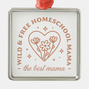 Homeschool mum mama floral cottagecore aesthetic metal ornament