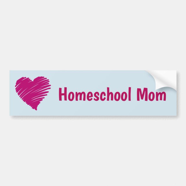 Homeschool Mum Pink Heart Bumper Sticker (Front)