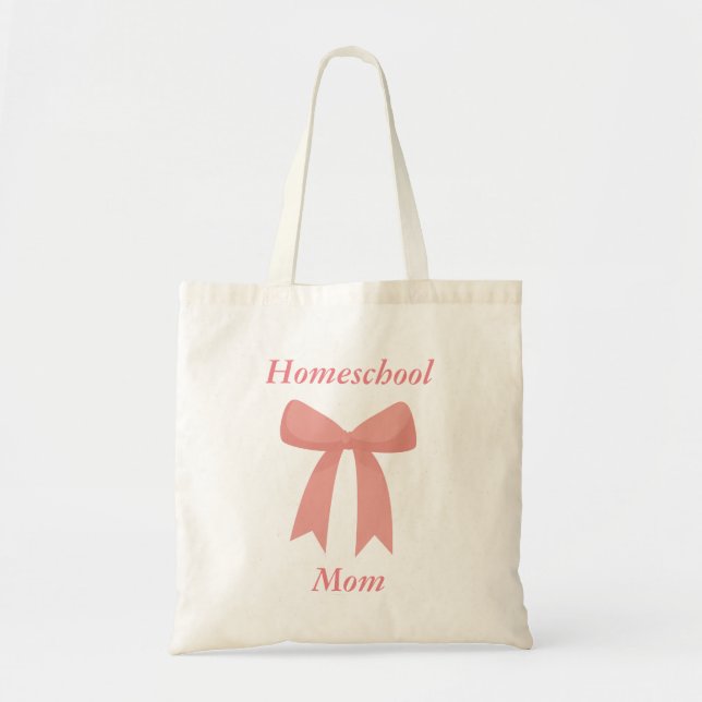 Homeschool Mum Pink Ribbon Tote Bag (Front)