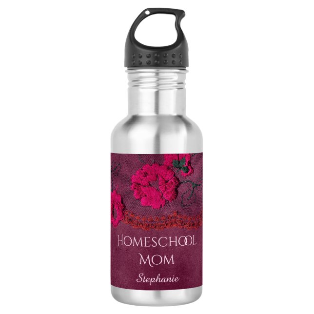 Homeschool Mum Purple Floral 532 Ml Water Bottle (Front)