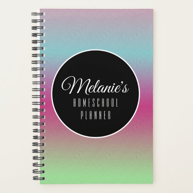 Homeschool Rainbow Gradient Ombre Colourful Planner (Front)