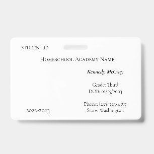 Homeschool Student ID Badge