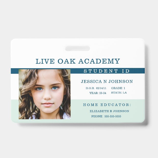 Homeschool Student ID Badge | Classic Blue (Front)