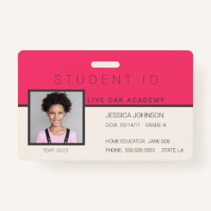 Homeschool Student ID Badge   Doodles Pink