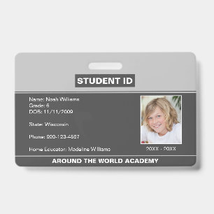Homeschool Student ID Badge Gray