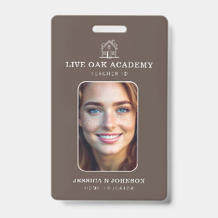 Homeschool Student ID Badge   Minimalist Taupe