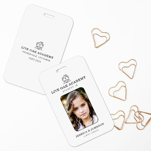 Homeschool Student ID Badge   Minimalist White