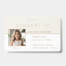 Homeschool Student ID Badge | Modern Gold