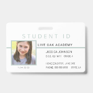 Homeschool Student ID Badge   Modern Grey