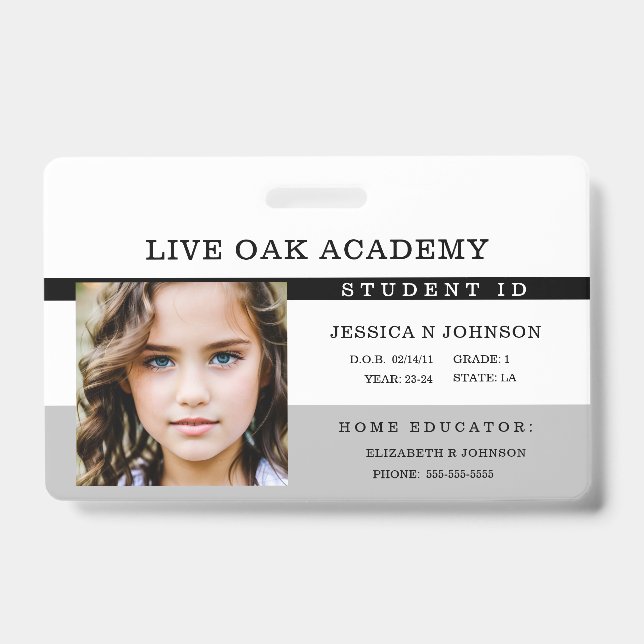 Homeschool Student ID Badge | Timeless Black (Front)