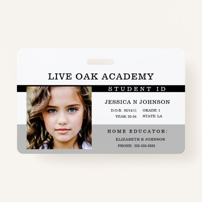 Homeschool Student ID Badge | Timeless Black (Front)