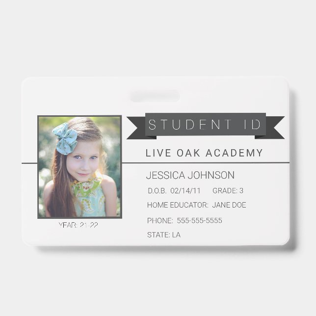 Homeschool Student ID Badge With Quote (Front)