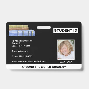 Homeschool Student ID Book Stack  Badge