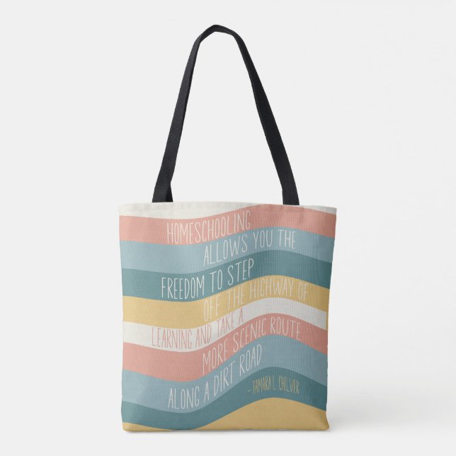 Homeschool Tamara L. Chilver Quote Retro Wave Tote Bag (Back)