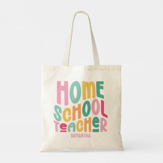 Homeschool Teacher | Colourful Text Design Tote Bag (Back)