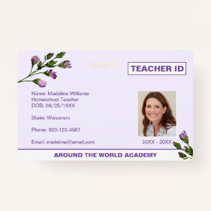 Homeschool Teacher Floral ID Badge