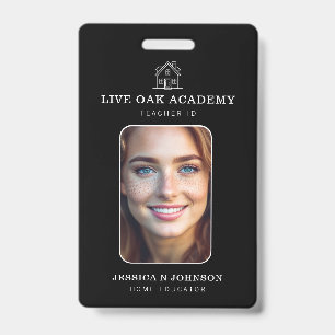 Homeschool Teacher ID Badge   Minimalist Black