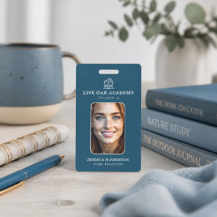 Homeschool Teacher ID Badge Minimalist Blue