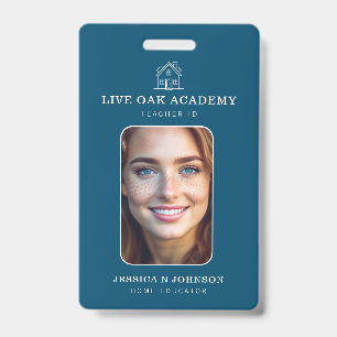 Homeschool Teacher ID Badge Minimalist Blue