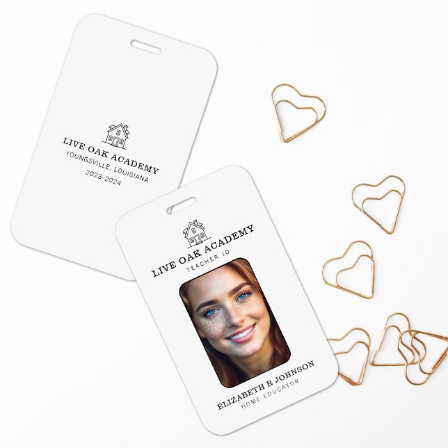 Homeschool Teacher ID Badge | Minimalist White (Creator Uploaded)