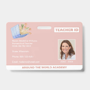 Homeschool Teacher ID Book Flowers Badge