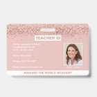 Homeschool Teacher ID Rose Gold Glitter Badge
