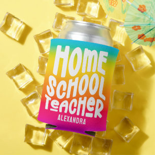Homeschool Teacher Rainbow Ombre Can Cooler