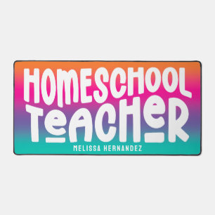 Homeschool Teacher Text Design Colorful Ombre Desk Mat