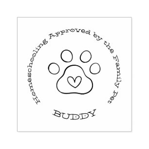 Homeschooling Approved by the Family Pet Dog Pow Rubber Stamp