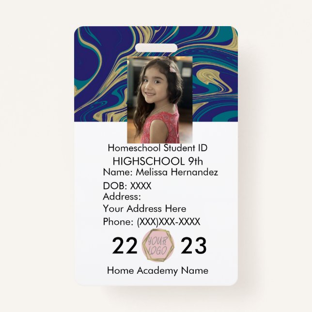Homeschooling School ID Abstract Photo Badge ID Badge (Front)