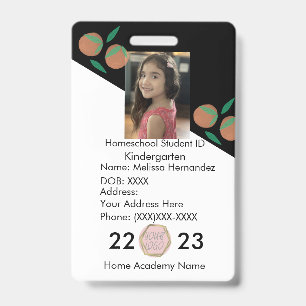 Homeschooling School ID Oranges Photo Badge