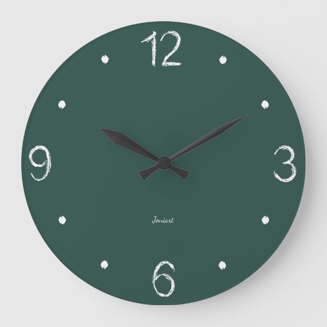 Homeschooling Study Room Wall Chalkboard Green  Large Clock (Front)