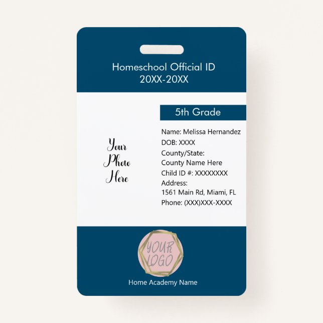 Homeschooling Unschooling Private Student Logo ID Badge (Front)