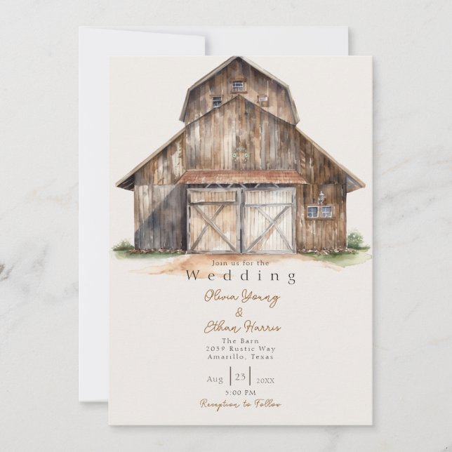 HOMESPUN - Rustic Barn Wedding Invitation (Front)