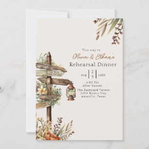 HOMESPUN - Rustic Wedding Rehearsal Dinner Invitation