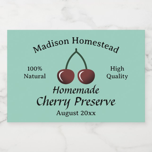 Homestead Cherry Preserve original template Food Label (Single Label)