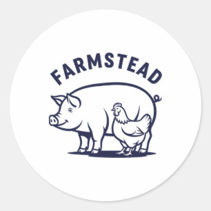 Homestead Farmstead Pig And Chicken Animal Design Classic Round Sticker