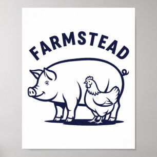 Homestead Farmstead Pig And Chicken Animal Design Poster