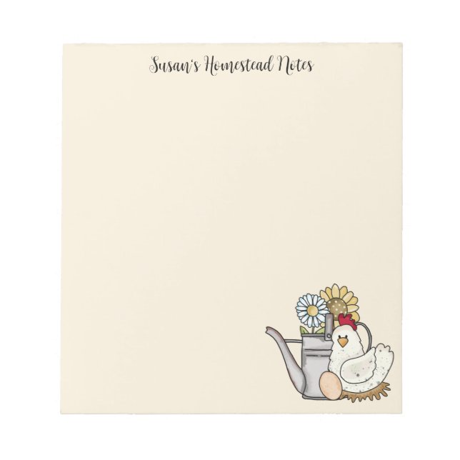 Homestead Notes Cute Chicken And Watering Can (Front)