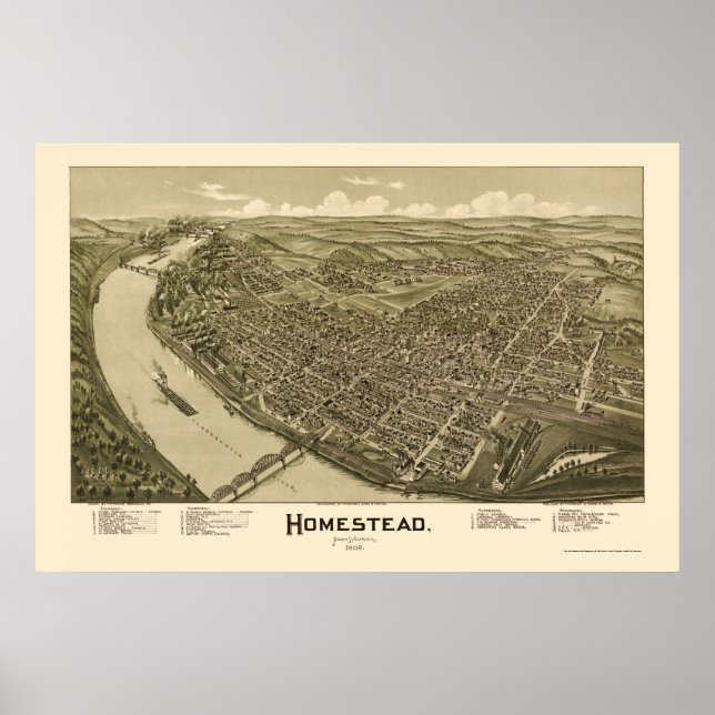 Homestead, PA Panoramic Map - 1902 Poster (Front)