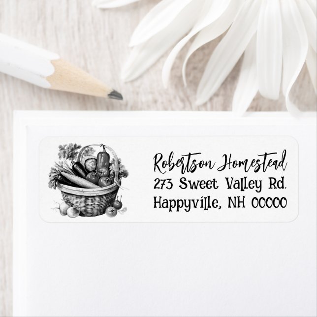 Homestead Return Address Vegetable Basket Label (Insitu)