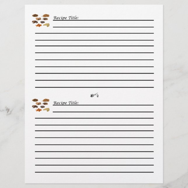 Homestyle Cooking Recipe Card (Front)