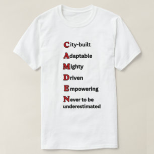 HOMETOWN CITY CAMDEN Men's unisex Red white T-Shirt
