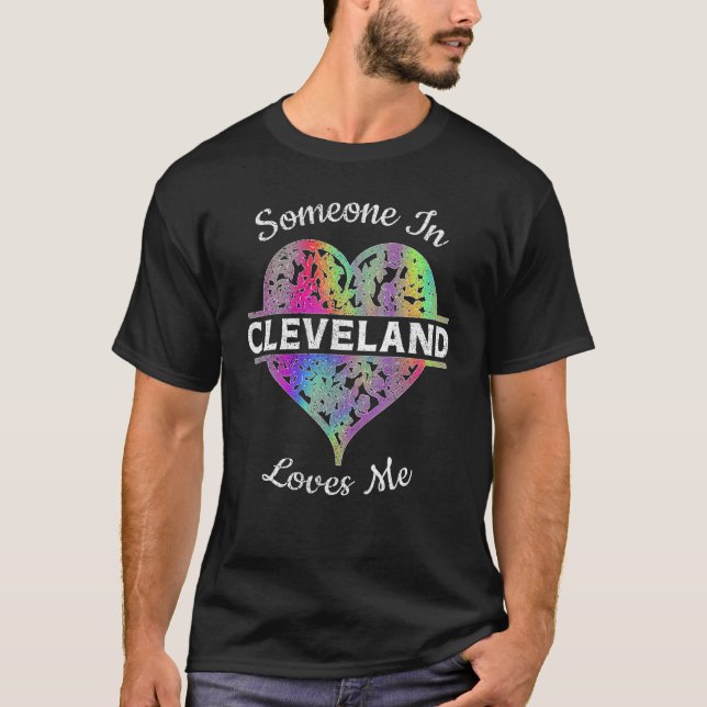 Hometown Rainbow Pride Heart Someone in Cleveland  T-Shirt (Front)
