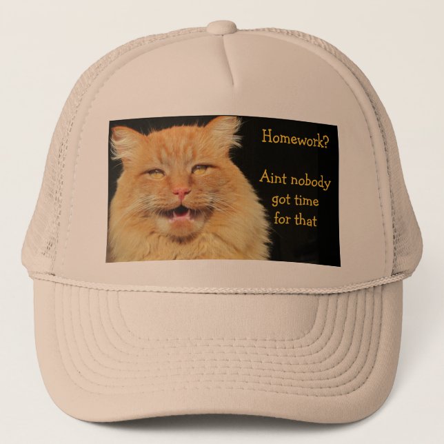 Homework? Aint Nobody Got Time For That Trucker Hat (Front)