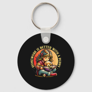 Homework Is Better With A Puppy Cute Dog Lover Key Ring